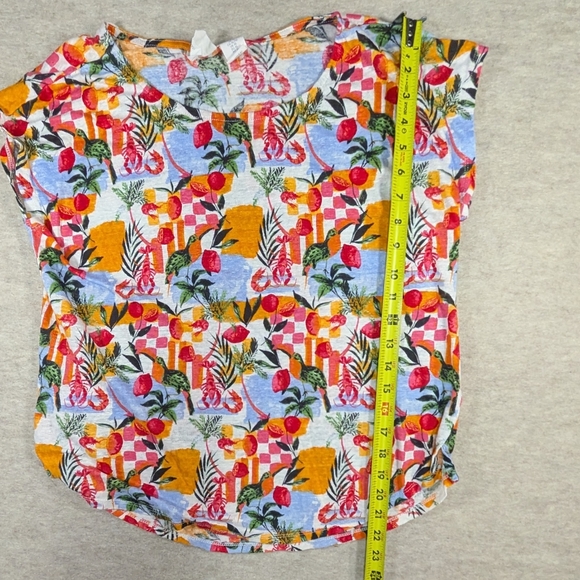 C&C Linen Colorful Cap Sleeve T Lobster Shrimp Citrus Tropical Italian Size XL - Picture 5 of 8